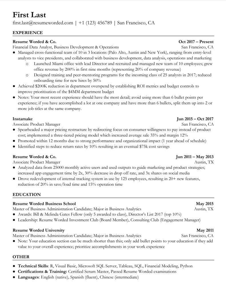 ast cv example