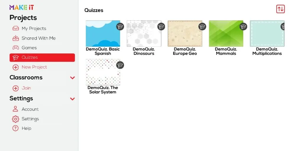 Quizzes in Make It app